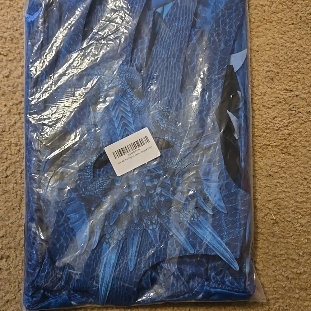New Kali Blue Dragon Costume Jumpsuit with Wings and Mask